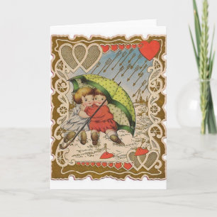 Pleuvoir la carte vintage de Saint-Valentin de