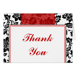 Pliage Carte de remerciements Noir Flourish Red St