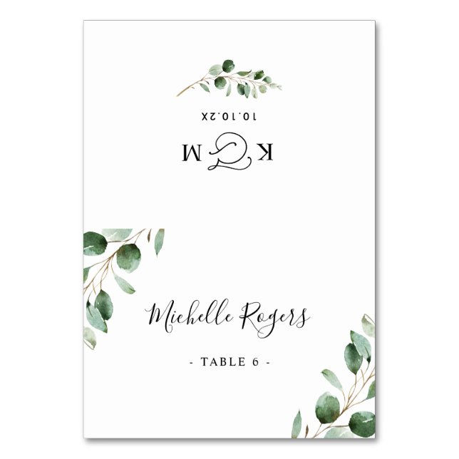 Pliage Eucalyptus Verdure Mariage Cartes de Place (Par défaut)