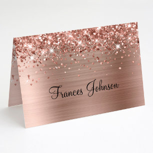 Plier votre propre Rose Glittery Gold Nom Cartes d
