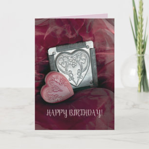 Pliez la carte de vœux rose ANNIVERSAIRE cœurs ajo