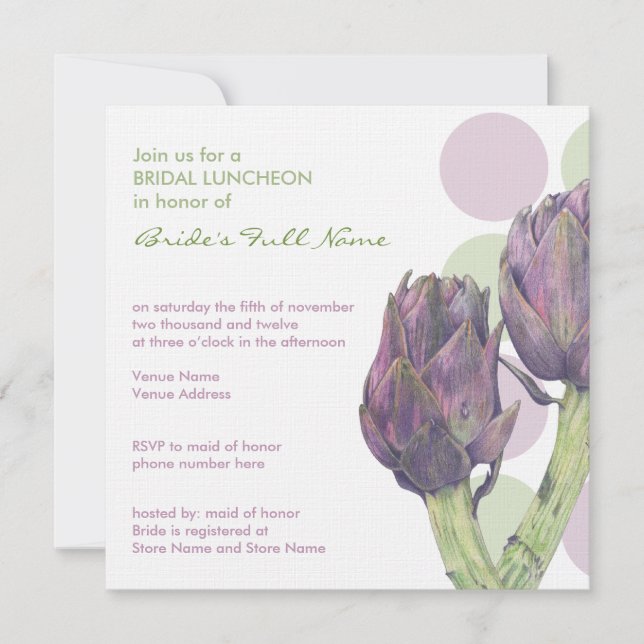 Plomb d'artichauts mauves - Invitation au déjeuner (Devant)