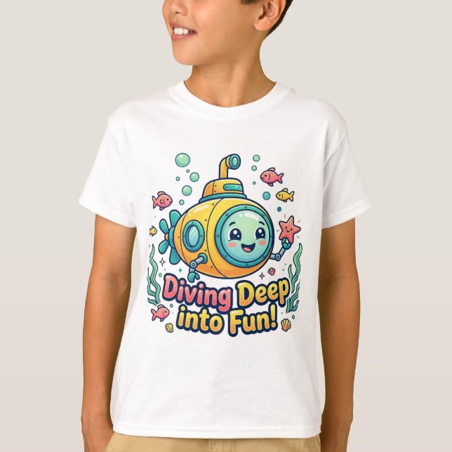 Plongeant profondément dans le T-Shirt de sous-mar (Devant)