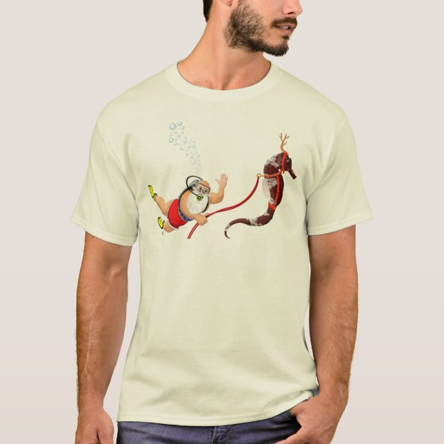 Plongée à l'air Père Noël et T-shirt d'hippocampe (Devant)