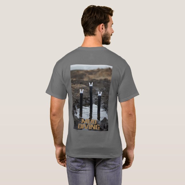 Plongée dans la boue hommes gris T-shirt dos (Dos entier)