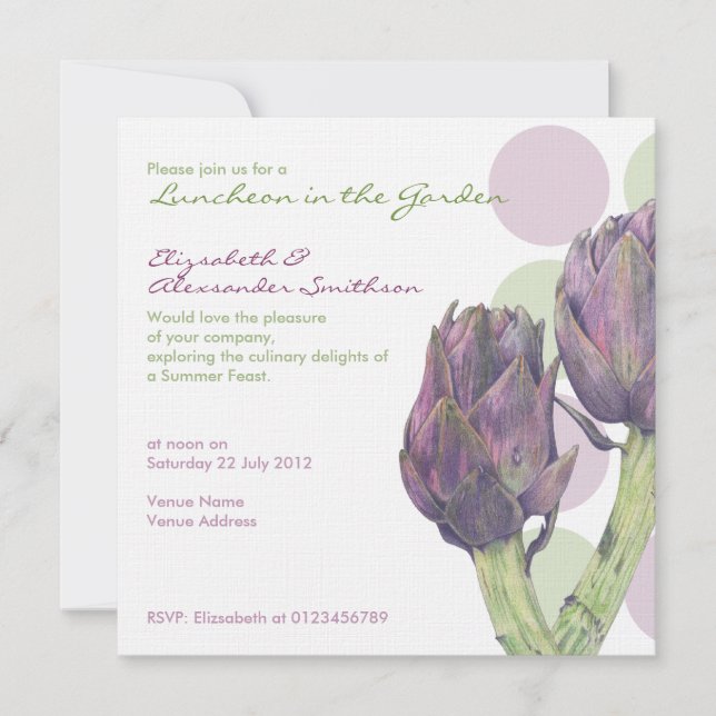Plongée d'Artichokes dots Invitation au déjeuner (Devant)