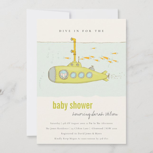 Plongée sous-marine Baby shower Invitation (Devant)
