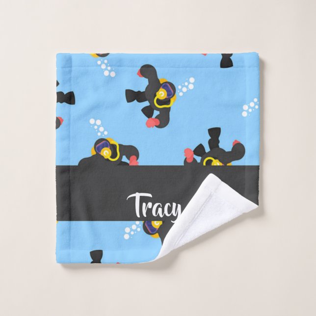 Plongée sous motif aquatique (Gant de toilette)