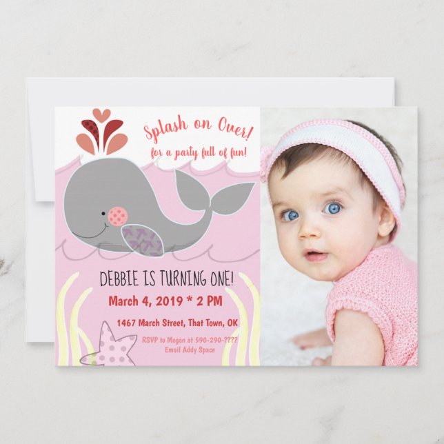 Plongée sur la baleine 1er anniversaire Invitation (Devant)