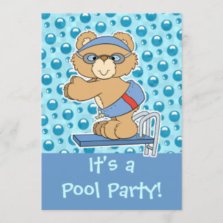 Plongée Teddy Bear Pool Invitation