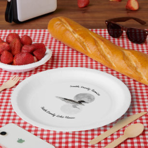 Plongeon sous la pleine lune sur assiette en carto