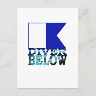 plongeur sous carte postale bleue