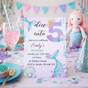 Plongez dans cinq 5e invitation de sirène annivers