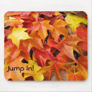 Plongez ! Tapis de souris tas de feuilles d'automn