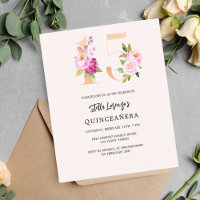 Ploral pêche rose Quinceanera invitation budgétair