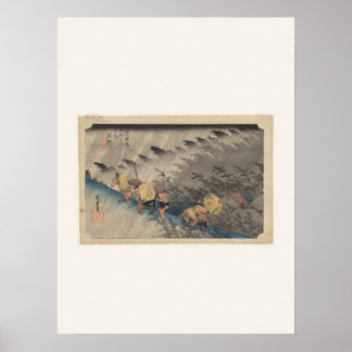 Pluie battante à Shono par Hiroshige - Affiche