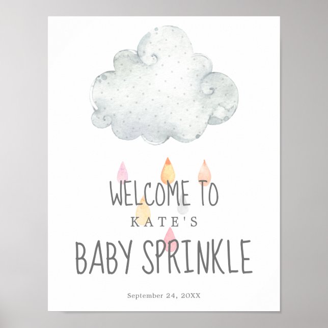 Pluie Cloud Girl Baby Sprinke Welcome Poster (Devant)
