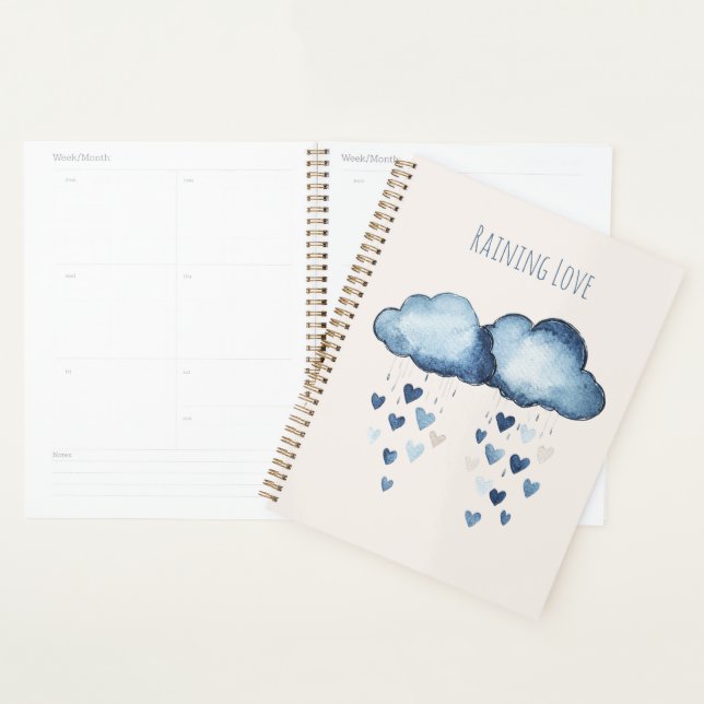 Pluie d'Amour Nuages Bleus Cœurs (Devant avec enveloppe)