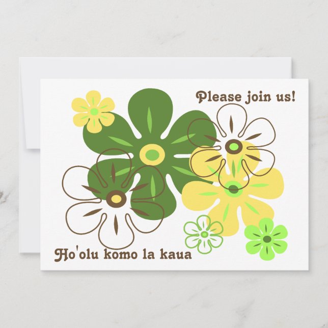 Pluie de fleurs Tropical Luau invitations (Devant)