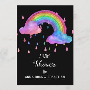 *~* Pluie Nuages arc-en-ciel Invitation Baby showe