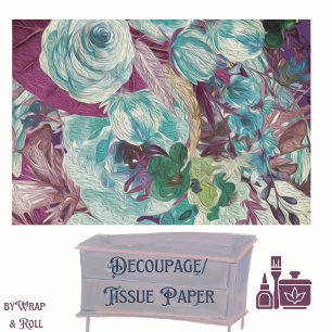 Plum à fleurs, Turquoise, Doux blanc Tissu Découpa
