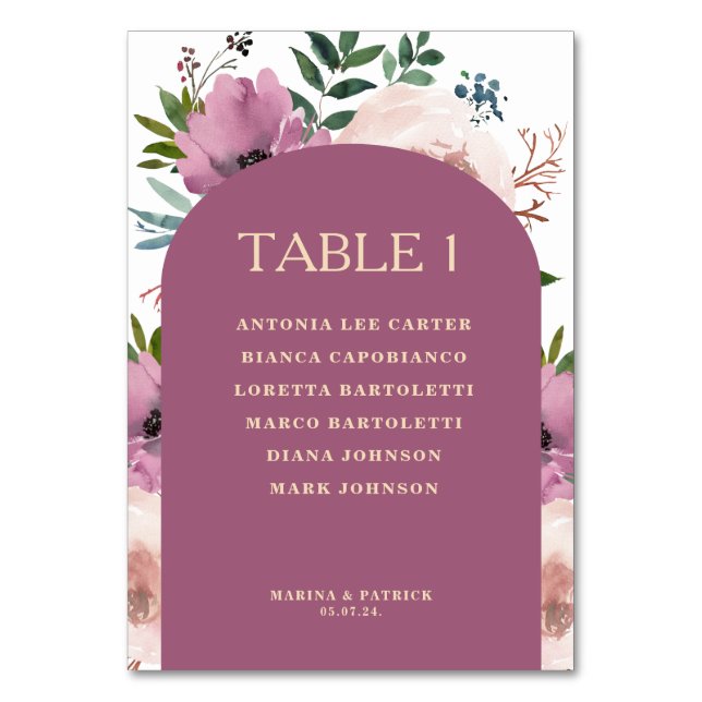 Plum Arch Floral Mariage Numéro de table Carte (Par défaut)