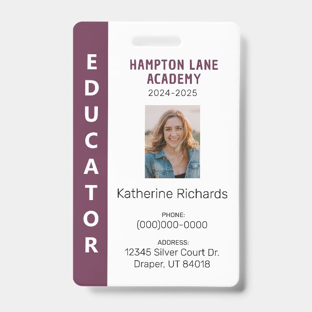 Plum Bande verticale Homeschool Educator Badge (Avant)