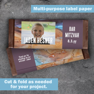 Plum, Bar Beige Mitzvah Custom Candy Bar Wrapper