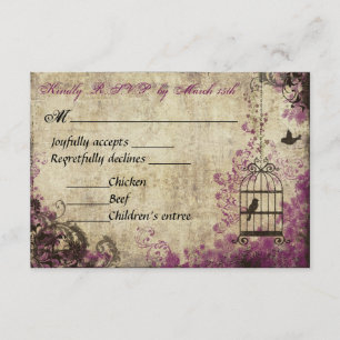 Plum Birdcage Vintage Mariage RSVP