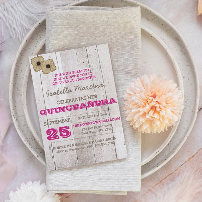 Plum blanc Quinceañera Invitation (Créateur téléchargé)