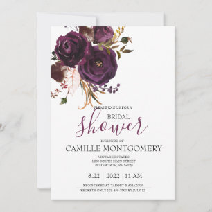 Plum Bohème Rose Invitation à la douche nuptiale