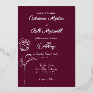 Plum classique Faire-part de mariage à huile d'arg