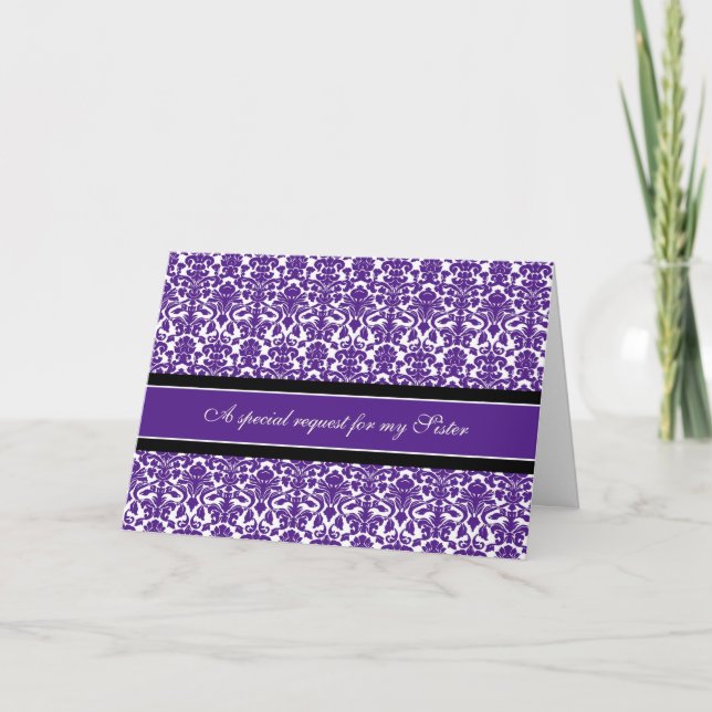 Plum Damask Soeur Maid of Honor Invitation (Devant)