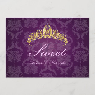 Plum Damask Sweet 16/ invitations tiara/améthyste