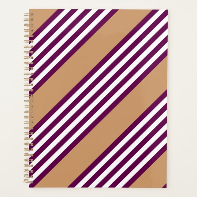 Plum et blanc cinq bandes motif avec bronzage (Devant)