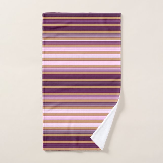 Plum et blanc cinq bandes motif avec bronzage (Serviette à main)