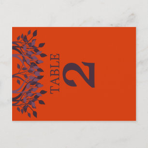 Plum et Orange Feuilles Numéro de tableau Cartes 2