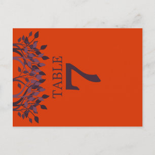 Plum et Orange Feuilles Numéro de tableau Cartes 7