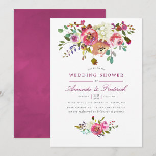 Plum et pêche Invitation du Wedding shower floral