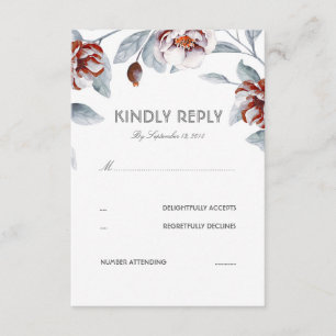 Plum Fleurs violettes Aquarelle Mariage RSVP Carte