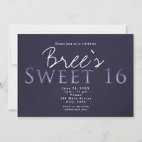Plum gris fumé SWEET 16 Anniversaire Invitation de