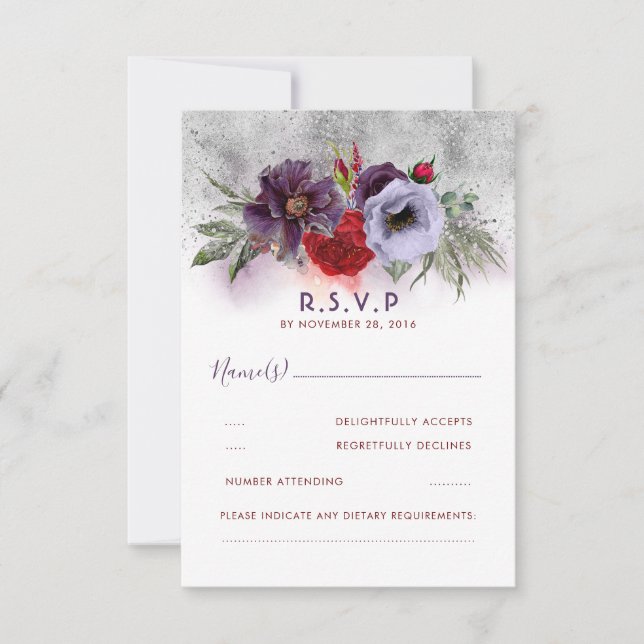 Plum lavande et mariage floral Bourgogne RSVP (Devant)