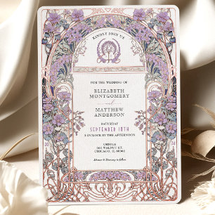 Plum & Lilac Art Nouveau Love Union Invitation