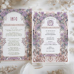 Plum & Lilac Art Nouveau Love Union Invitation<br><div class="desc">Cette invitation Art Nouveau Love Union saisit l'essence de la finesse romantique avec sa fusion harmonieuse de teintes prune et lilas, agrémentée de touches de rose rousse et de vert muet. S'inspirant des motifs élégants et curvilignes de l'époque Art Nouveau, l'avant présente un luxuriant étalage de fleurs entrelacées de lustres...</div>