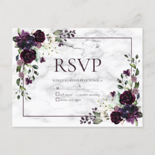 Plum marbre violet Mariage de automne Pas de menu