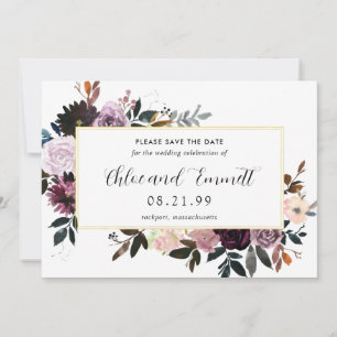 Plum mauve rose floral Enregistrer la carte Date