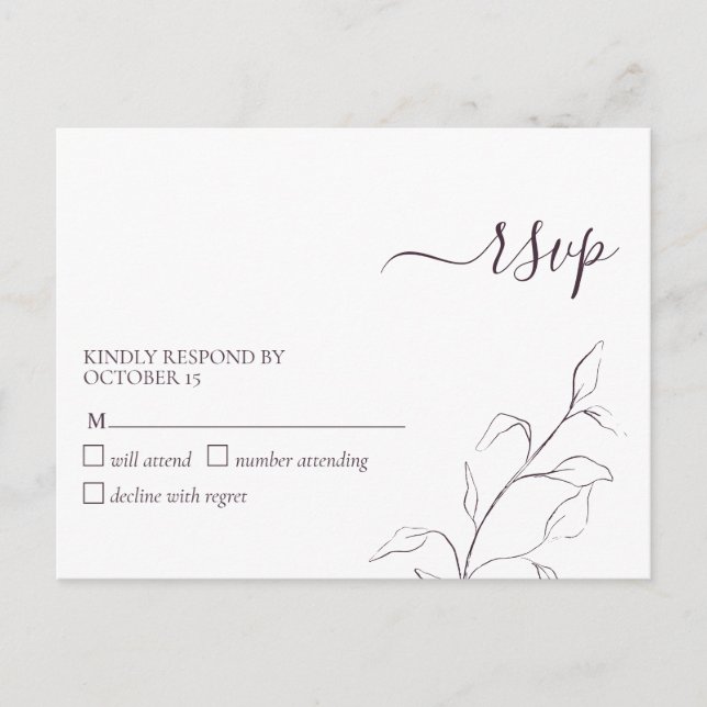 Plum moderne violet Script Botanique Pas de menu R (Devant)