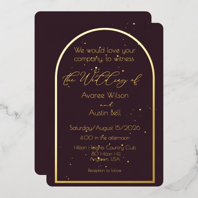 Plum Noir Purple Wedding Invitation (Recto/Verso)