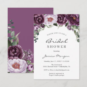 Plum Peonies Carte d'invitation à la douche nuptia