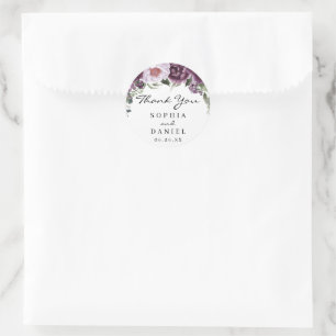 Plum Peonies Mariage Favor Sticker